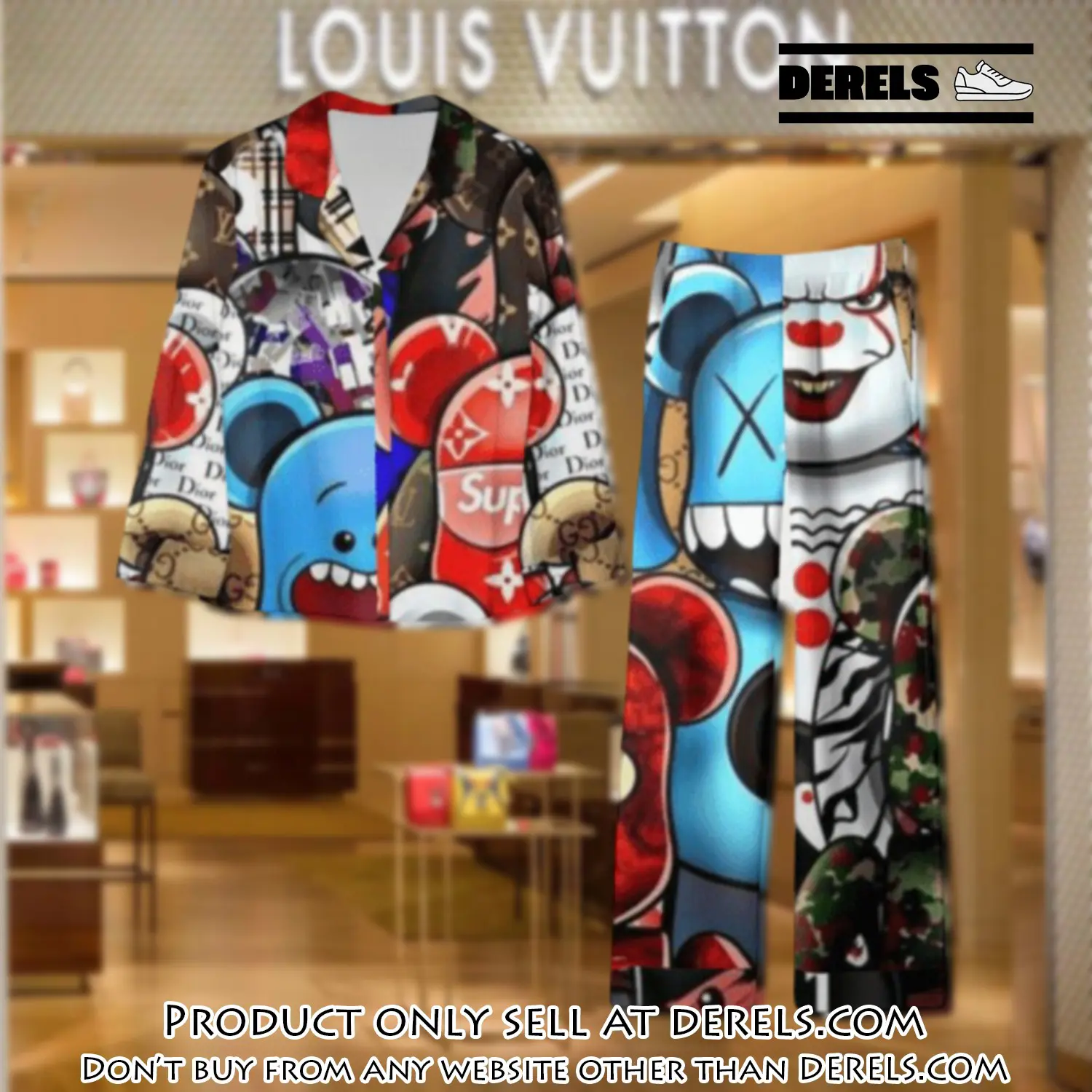 Trending luxury lv satin pajama set pjs1076 dr3421208